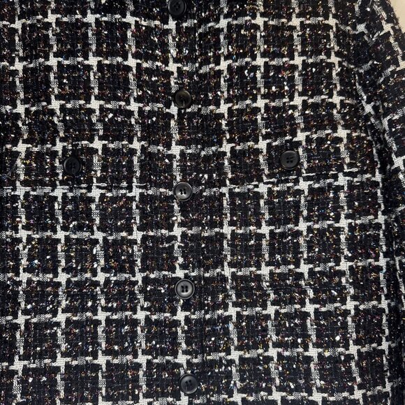 LOFT Women’s Shimmer Metallic Tweed Button Up Shirt Jacket Blazer Top Sz M NEW - Picture 3 of 10